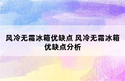 风冷无霜冰箱优缺点 风冷无霜冰箱优缺点分析